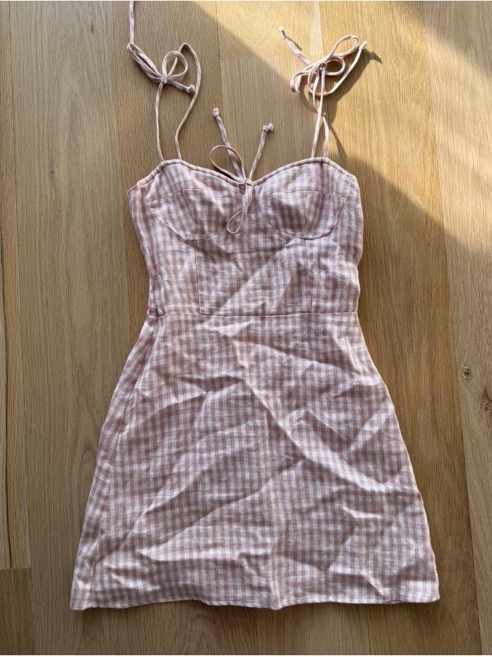 Reformation Pink and White Gingham Mini Dress